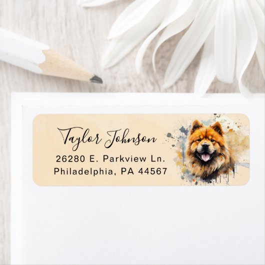 Retouradreslabel voor Chow Chow-hond Etiket (Insitu)