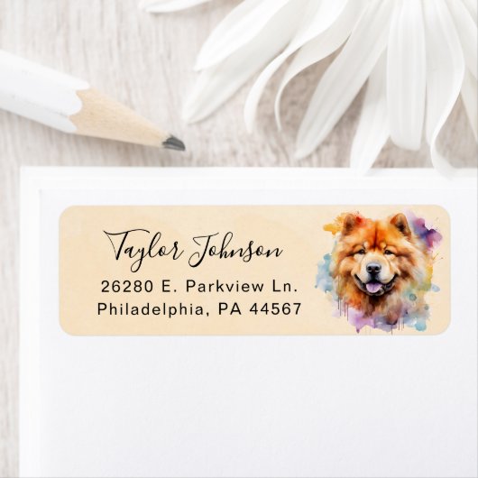 Retouradreslabel voor Chow Chow-hond Etiket (Insitu)