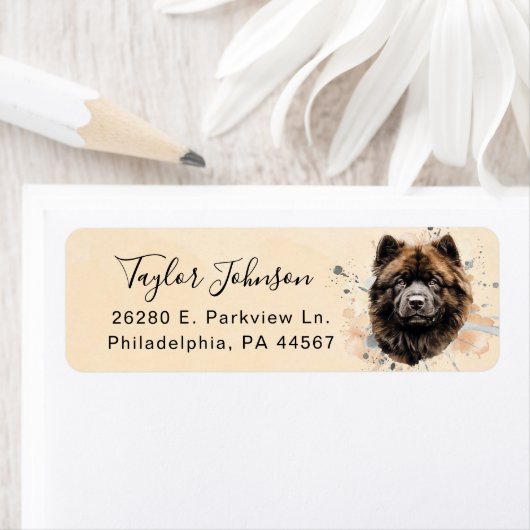 Retouradreslabel voor Chow Chow-hond Etiket (Insitu)
