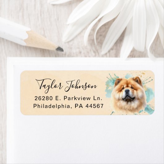 Retouradreslabel voor Chow Chow-hond Etiket (Insitu)