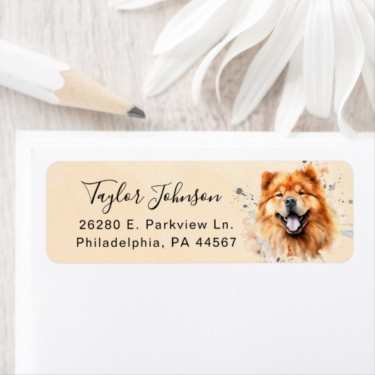 Retouradreslabel voor Chow Chow-hond Etiket (Insitu)