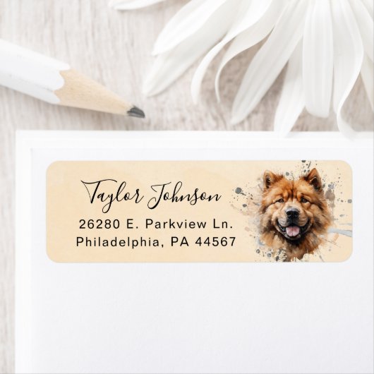 Retouradreslabel voor Chow Chow-hond Etiket (Insitu)