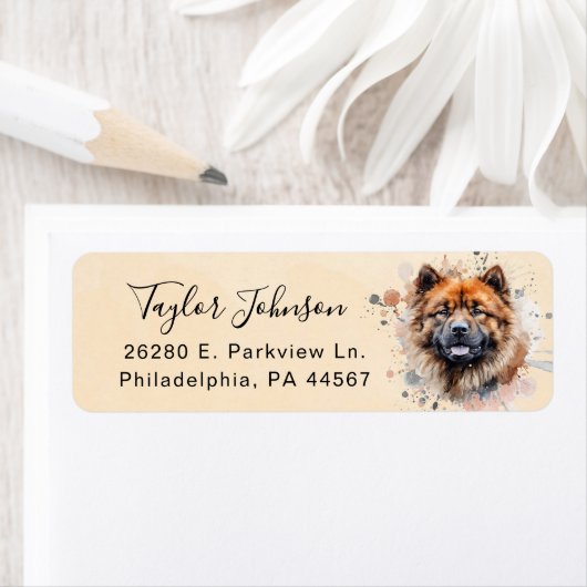 Retouradreslabel voor Chow Chow-hond Etiket (Insitu)
