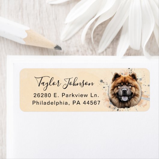Retouradreslabel voor Chow Chow-hond Etiket (Insitu)