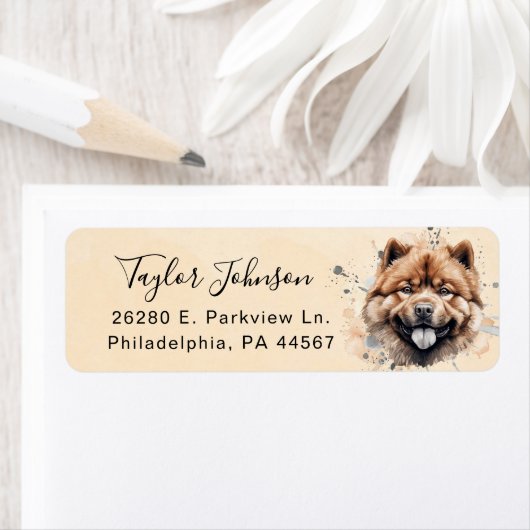 Retouradreslabel voor Chow Chow-hond Etiket (Insitu)