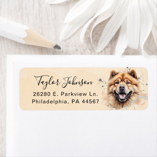 Retouradreslabel voor Chow Chow-hond Etiket (Insitu)