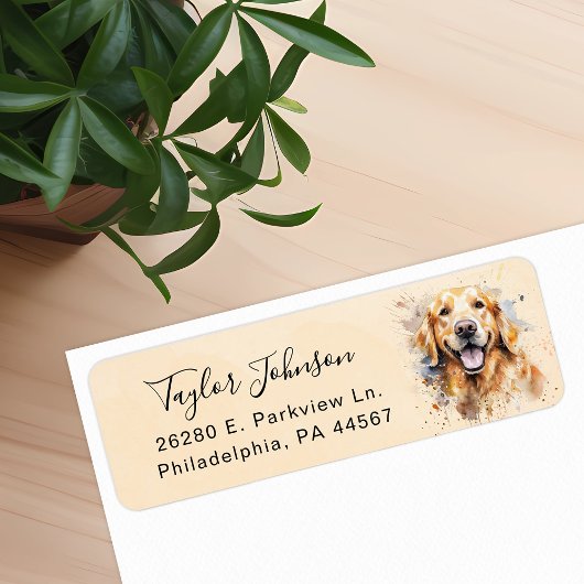 Retouradreslabel voor Golden Retriever-hond Etiket