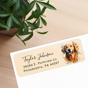 Retouradreslabel voor Golden Retriever-hond Etiket