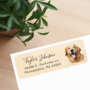 Retouradreslabel voor Golden Retriever-hond Etiket