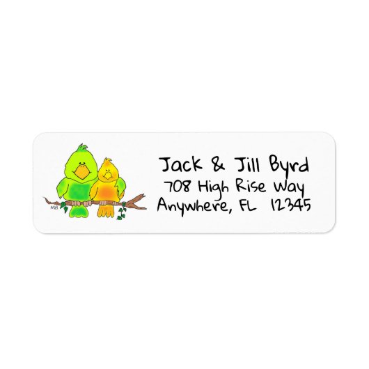 Retouradreslabel Whimsical Birds Etiket (Voorkant)