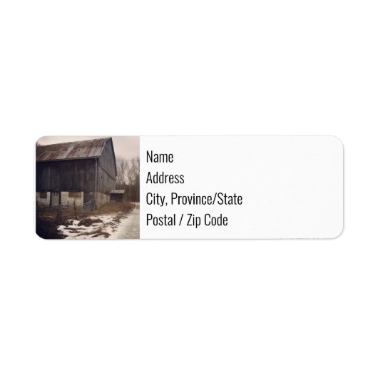 Retouradreslabels - Barn in Winter Etiket (Voorkant)
