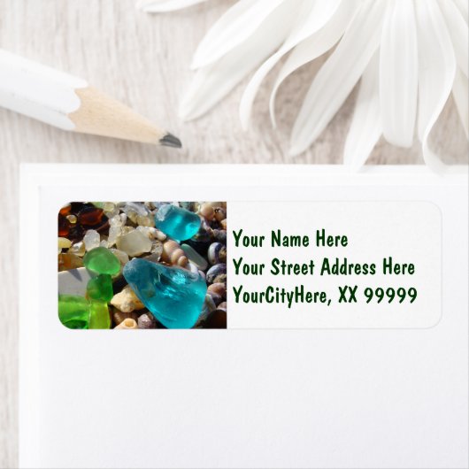 Retouradreslabels Beach Seaglass Agates Etiket (Insitu)