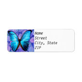 Retouradreslabels - Blue Morpho op Hydrangeas. Etiket (Voorkant)