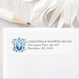 Retouradreslabels Dusty Blue Crest Etiket