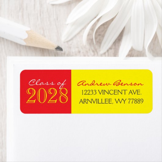 Retouradreslabels geel en rood Afstuderen Etiket (Insitu)