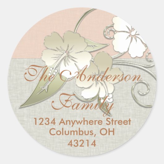 Retouradreslabels :: Golden Hawaiian Flowers Ronde Sticker (Voorkant)