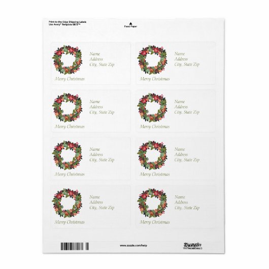 Retouradreslabels - kerstmis etiket (Full Sheet)