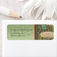 Retouradreslabels met vintage libel voor Kerst
