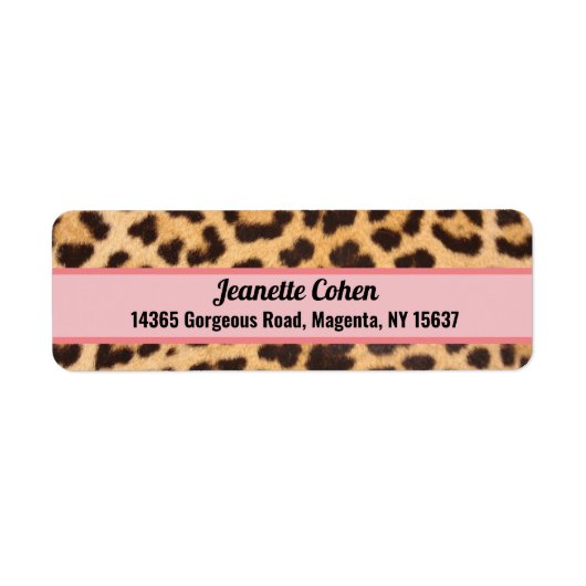 Retouradreslabels Roze Luipaardprint Etiket (Voorkant)