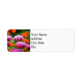 Retouradreslabels - roze pony's en papavers etiket