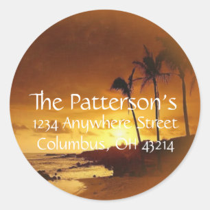 Retouradreslabels :: Sunset Tropics/Tropical Ronde Sticker