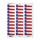 Retouradreslabels Texas Lone Star Vlaggenstaat Etiket (Full Sheet)