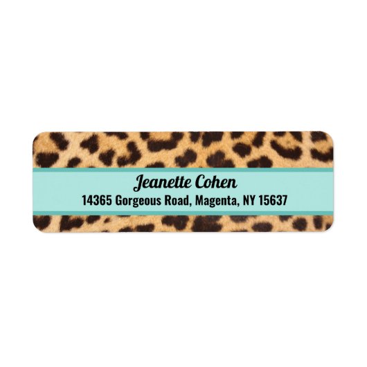 Retouradreslabels Turquoise Luipaardprint Etiket (Voorkant)