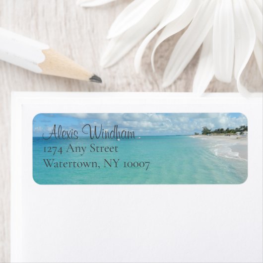 Retouradreslabels van Grace Bay Beach Etiket (Insitu)