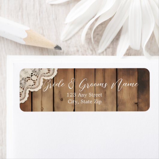 Retouradreslabels van Rustic Wood en Kant Etiket (Insitu)