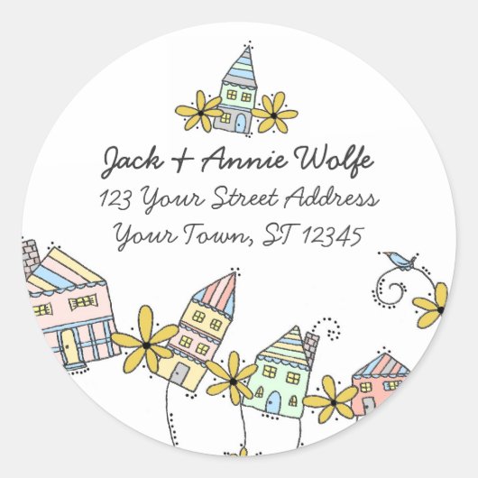 Retouradreslabels van woningen ronde sticker (Voorkant)