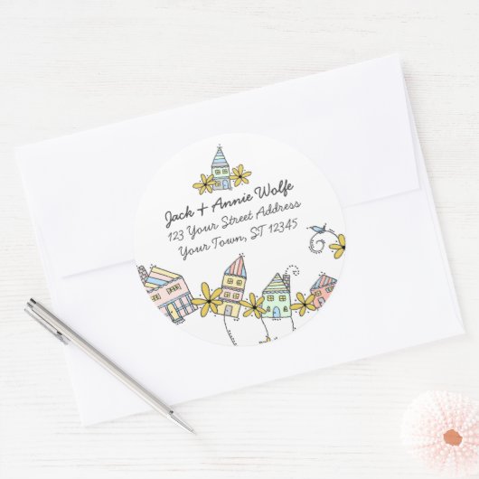 Retouradreslabels van woningen ronde sticker (Envelop)