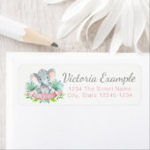 Retouradreslabels voor babyshower olifant meisje etiket (Insitu)