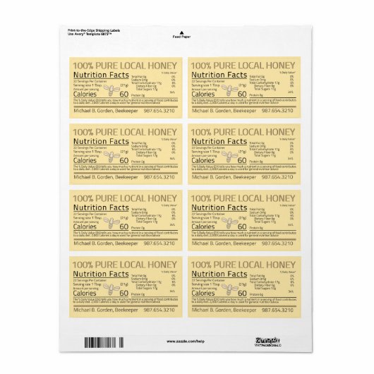 Retouradreslabels voor honing Nutrition Little Bee Etiket (Full Sheet)