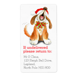 Retouradreslabels voor kerstzingende honden etiket