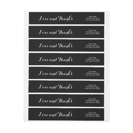 Retouradreslabels voor liefde en bedankt (Vel)