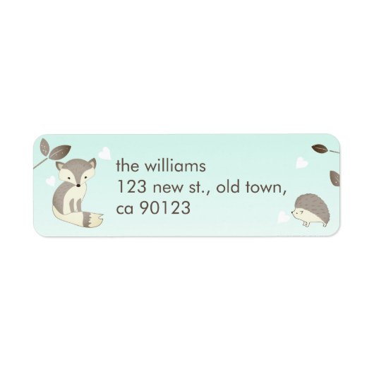 Retouradreslabels voor Mint Grey Fox Hedgehog Etiket (Voorkant)