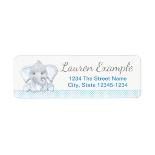 Retouradreslabels voor olifant baby shower etiket
