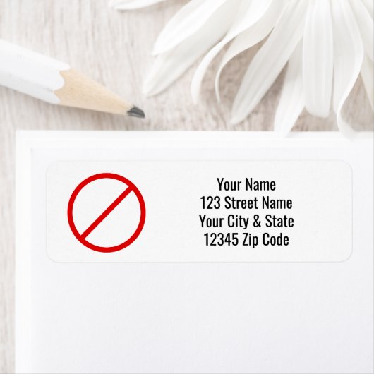 Retouradreslabels voor rood verboden cirkelteken etiket (Insitu)