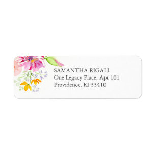 Retouradreslabels Waterverf Bloemen Etiket