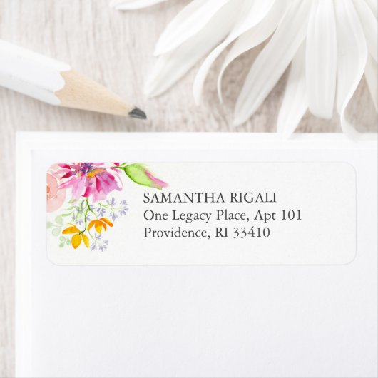 Retouradreslabels Waterverf Florals Etiket (Insitu)