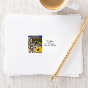 Retouradreslabels Zonnebloem Dinosaur Floral Etiket