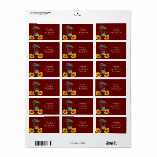 Retouradreslabels Zonnebloem Etiket (Full Sheet)