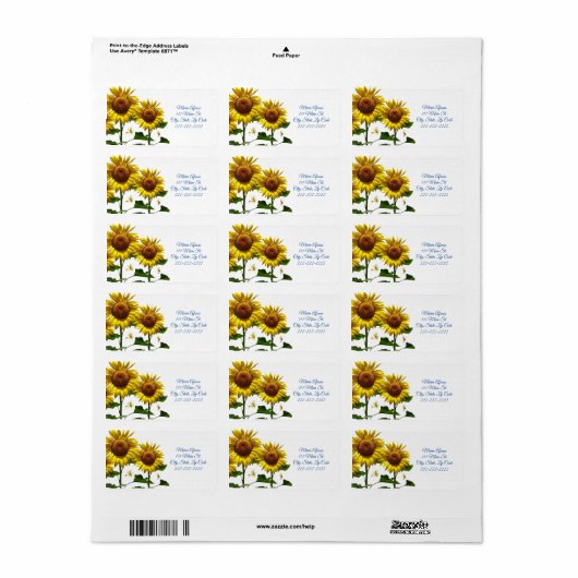 Retouradreslabels Zonnebloem Etiket (Full Sheet)
