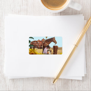 Retouradreslabels Zonnebloem Paard Etiket