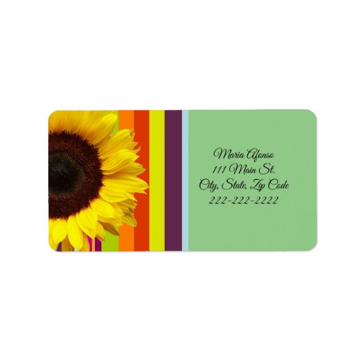 Retouradreslabels Zonnebloemstreep Etiket (Voorkant)