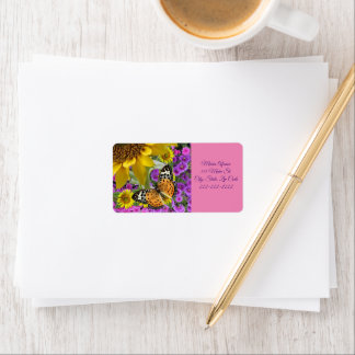 Retouradreslabels zonnebloemvlinder etiket