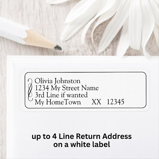 Retouradreslabels, Zwart Wit Oneindig Scroll Etiket