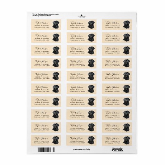 Retouradressetiket van Black Lab Etiket (Full Sheet)