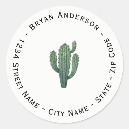 Retouradressetiket van cactus Plant Ronde Sticker (Voorkant)