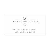 Retouradresstempel | Trouwkoppel Monogram Zelfinktende Stempel (Design)